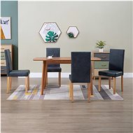 Dining chair 4 pcs gray faux brushed leather - Dining Chair