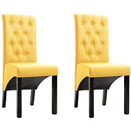 Dining chairs 2 pcs yellow textile - Dining Chair