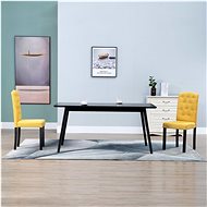 Dining chairs 2 pcs yellow textile - Dining Chair