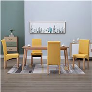 Dining chairs 4 pcs yellow textile - Dining Chair