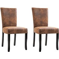 Dining chair 2 pcs brown faux brushed leather - Dining Chair