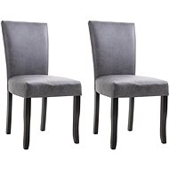 Dining chair 2 pcs gray faux brushed leather - Dining Chair