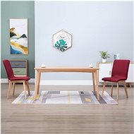 Dining chairs 2 pcs red textile and solid oak wood - Dining Chair