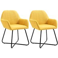 Dining chairs 2 pcs yellow textile - Dining Chair