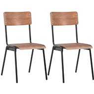 Dining chair 2 pcs brown solid plywood and steel - Dining Chair