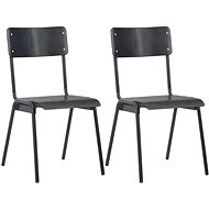 Dining chairs 2 pcs black solid plywood and steel - Dining Chair