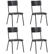 Dining chairs 4 pcs black solid plywood and steel - Dining Chair