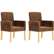 Dining chair 2 pcs brown faux brushed leather - Dining Chair