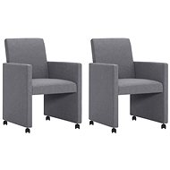 Dining chairs 2 pcs light gray textile upholstery - Dining Chair