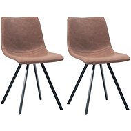 Dining chairs 2 pcs medium brown faux leather - Dining Chair