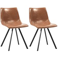 Dining chairs 2 pcs cognac artificial leather - Dining Chair