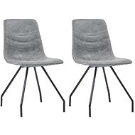 Dining chair 2 pcs dark gray faux leather - Dining Chair
