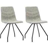 Dining chair 2 pcs gray faux leather - Dining Chair