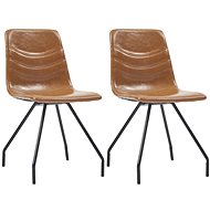 Dining chairs 2 pcs cognac artificial leather - Dining Chair