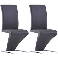 Dining chair with zigzag design 2 pcs gray faux leather - Dining Chair