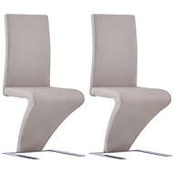 Dining chair with zigzag design 2 pcs cappuccino faux leather - Dining Chair