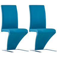 Dining chair with zigzag design 2 pcs blue faux leather - Dining Chair