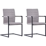 Cantilever dining chairs 2 pcs light gray faux leather - Dining Chair