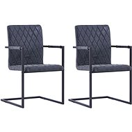Cantilever dining chairs 2 pcs black faux leather - Dining Chair