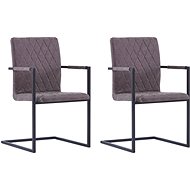 Cantilever dining chairs 2 pcs dark brown faux leather - Dining Chair