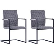 Cantilever dining chairs 2 pcs dark gray faux leather - Dining Chair