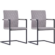 Cantilever dining chairs 2 pcs light gray faux leather - Dining Chair