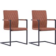 Cantilever dining chairs 2 pcs brown faux leather - Dining Chair