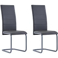 Cantilever dining chairs 2 pcs gray faux leather - Dining Chair
