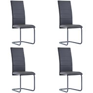 Cantilever dining chairs 4 pcs gray faux leather - Dining Chair