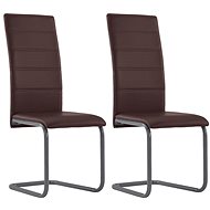 Cantilever dining chair 2 pcs brown faux leather - Dining Chair