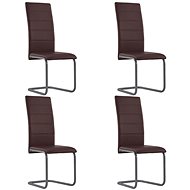 Cantilever dining chair 4 pcs brown faux leather - Dining Chair