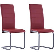 Cantilever dining chairs 2 pcs red faux leather - Dining Chair