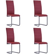 Cantilever dining chairs 4 pcs red faux leather - Dining Chair