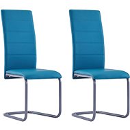 Cantilever dining chairs 2 pcs blue faux leather - Dining Chair