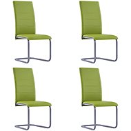 Cantilever dining chairs 4 pcs green faux leather - Dining Chair