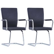 Cantilever dining chairs 2 pcs black faux leather - Dining Chair