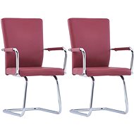 Cantilever dining chairs 2 pcs red faux leather - Dining Chair