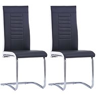 Cantilever dining chairs 2 pcs black faux leather - Dining Chair