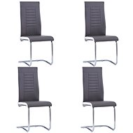 Cantilever dining chairs 4 pcs gray faux leather - Dining Chair