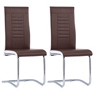 Cantilever dining chairs 2 pcs brown faux leather - Dining Chair