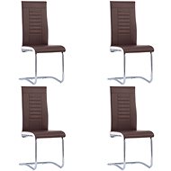 Cantilever dining chairs 4 pcs brown faux leather - Dining Chair