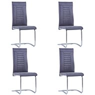 Cantilever dining chairs 4 pcs gray faux suede leather - Dining Chair