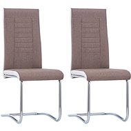 Cantilever dining chairs 2 pcs brown textile - Dining Chair
