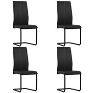 Cantilever dining chairs 4 pcs black faux leather - Dining Chair