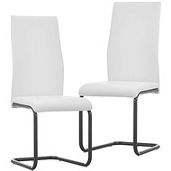 Cantilever dining chairs 2 pcs white faux leather - Dining Chair