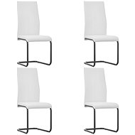 Cantilever dining chairs 4 pcs white faux leather - Dining Chair