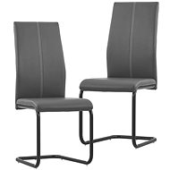 Cantilever dining chairs 2 pcs gray faux leather - Dining Chair