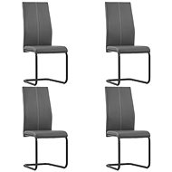 Cantilever dining chairs 4 pcs gray faux leather - Dining Chair