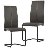 Cantilever dining chairs 2 pcs brown faux leather - Dining Chair