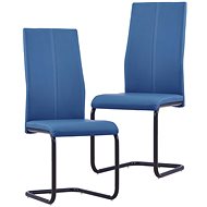 Cantilever dining chairs 2 pcs blue faux leather - Dining Chair